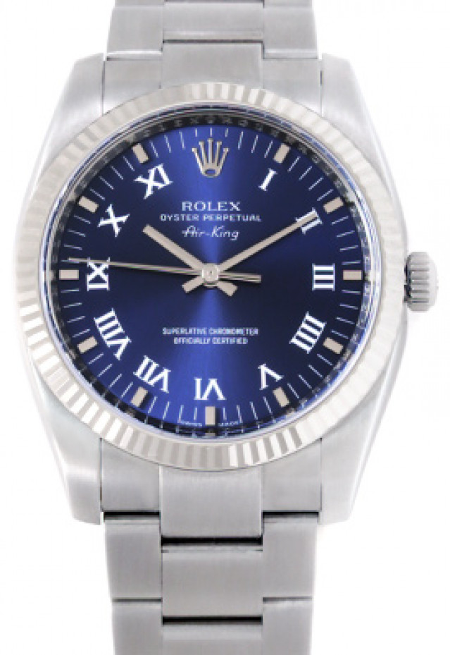 Rolex 114234 White Gold & Steel on Oyster Blue, 3-6-9